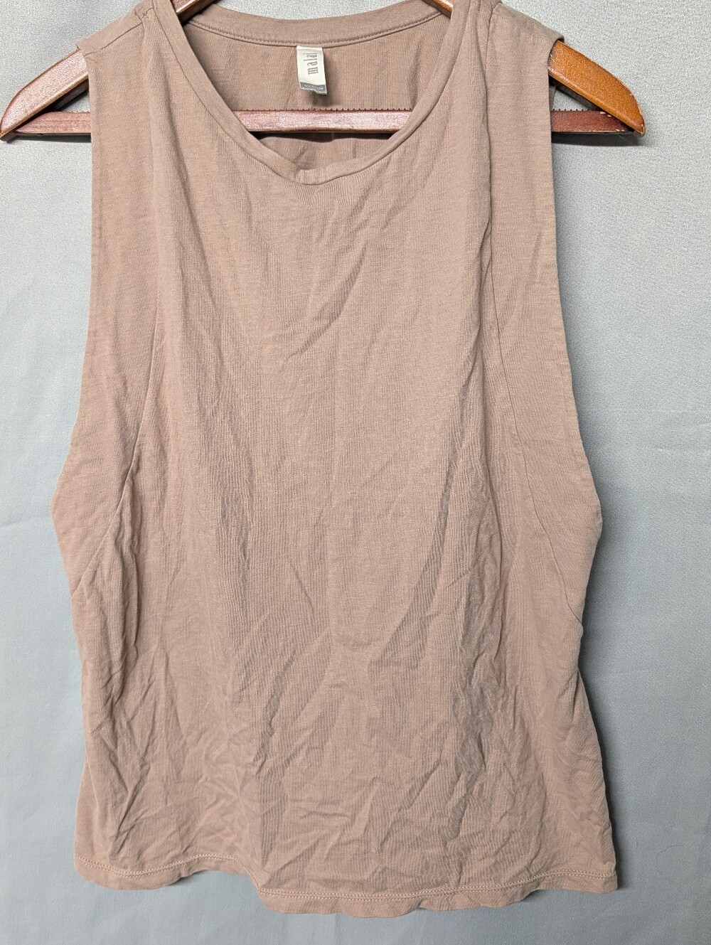 Malai Sleeveless Muscle Tank Crew neck Top In Dusty Mauve Size Medium